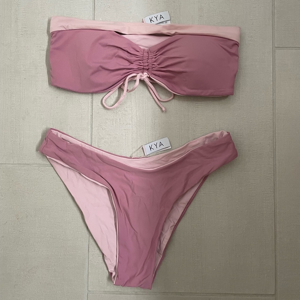Kya Swim Reversible Strapless Pink Swimsuit